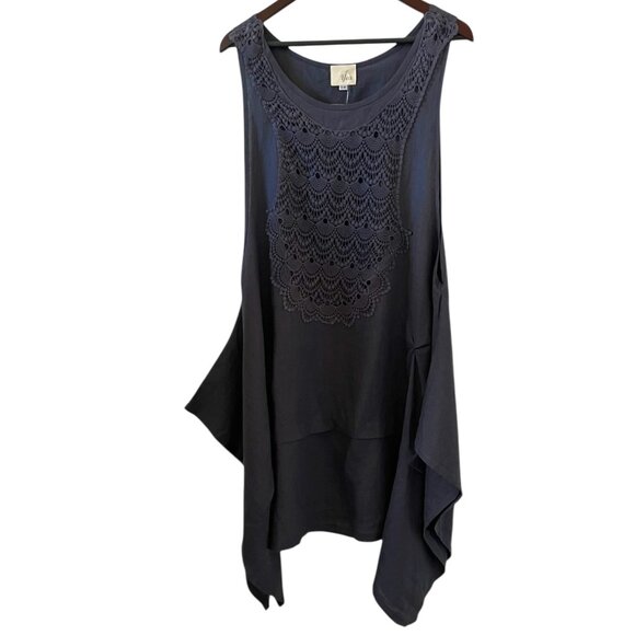 Yea NEW Crochet Applique Linen Lagenlook Dress Size S/M - Picture 1 of 15